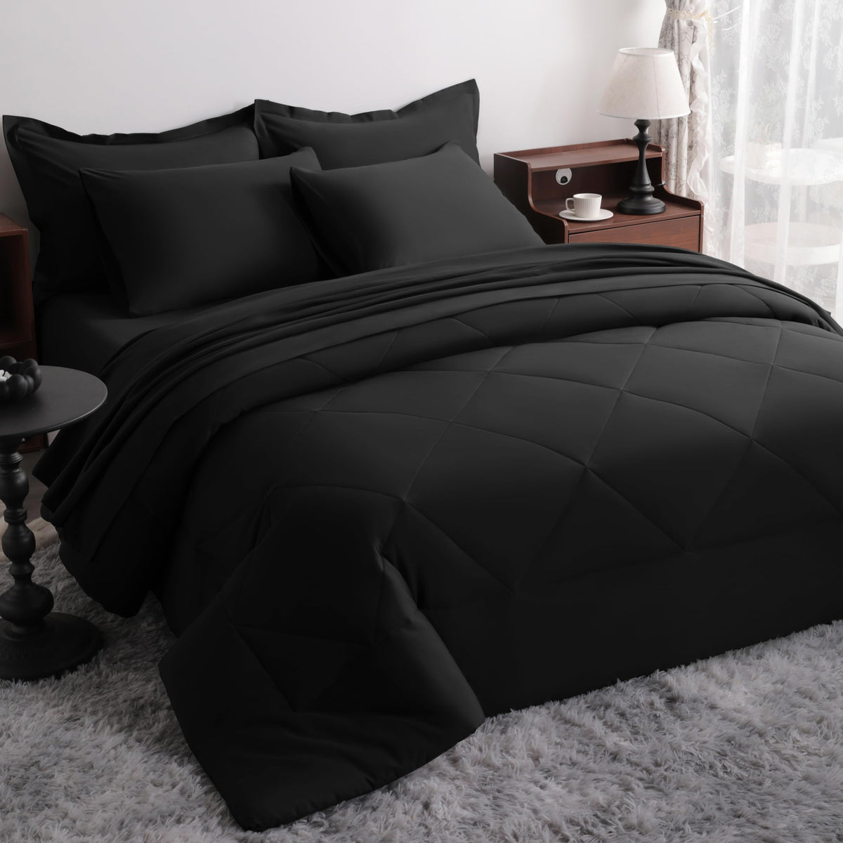 NTBAY Toddler Microfiber Bedding Set, 4 Piece, Navy Blue