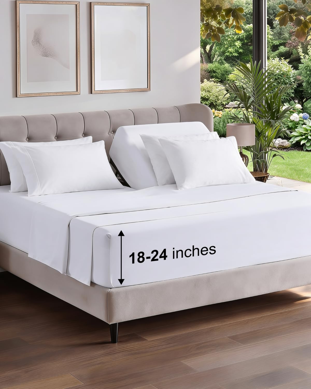 Extra Deep Queen Sheet Set - 6 Piece Breathable and Cooling Sheets - Grey