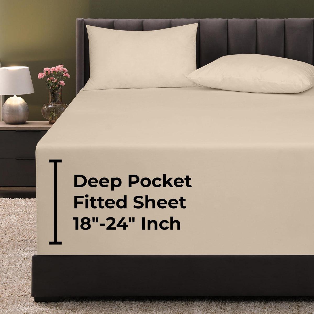 Royale Linens Fitted Sheet Queen - Ultra Soft 1800 Brushed Microfiber - Hotel Luxury Bottom Sheets - Wrinkle Free & Fade Resistant - Deep Pocket Fitted Sheet Only (Queen, White)