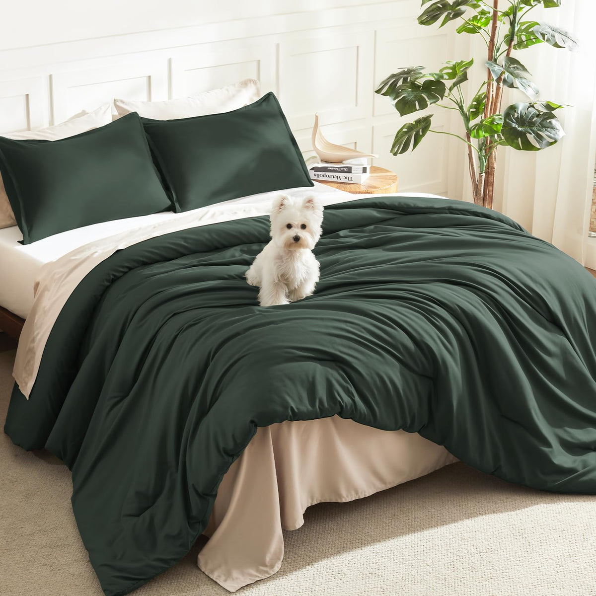 Litanika King Comforter Set Sage Green, 3 Pieces Lightweight Solid Bed Set