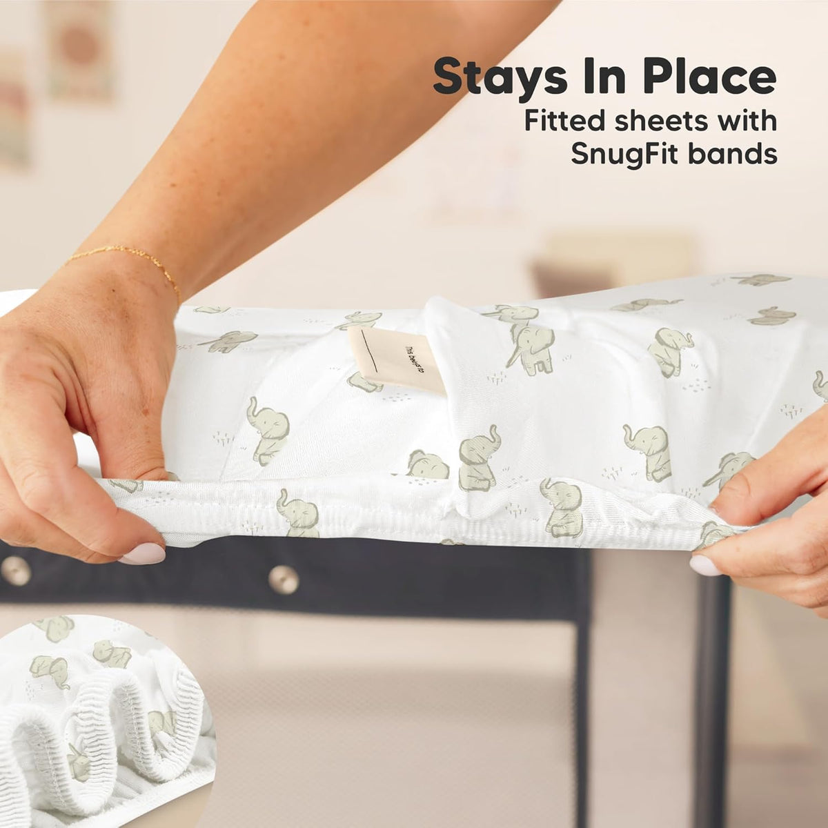 2-Pack Mini Crib Sheets Fitted, 38x26 Pack N Play Mattress Sheets (Elly)