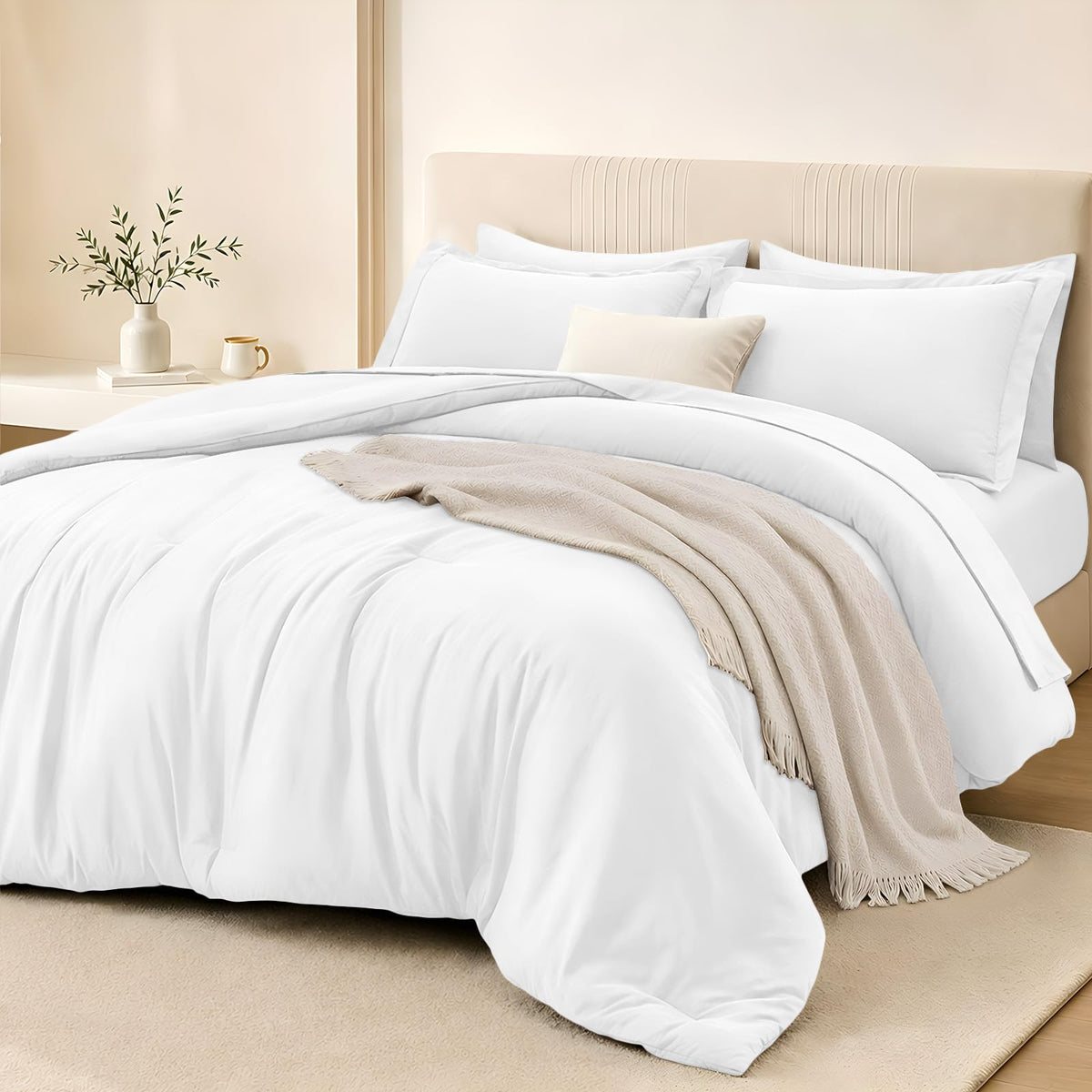 FUANNA Brown Queen Comforter Set 7 Pieces, Bed in a Bag Soft Bedding Sets