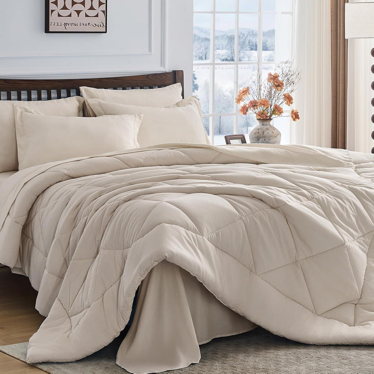 HEVUMYI 7-Piece King Comforter Set, Dark Grey Bed in a Bag