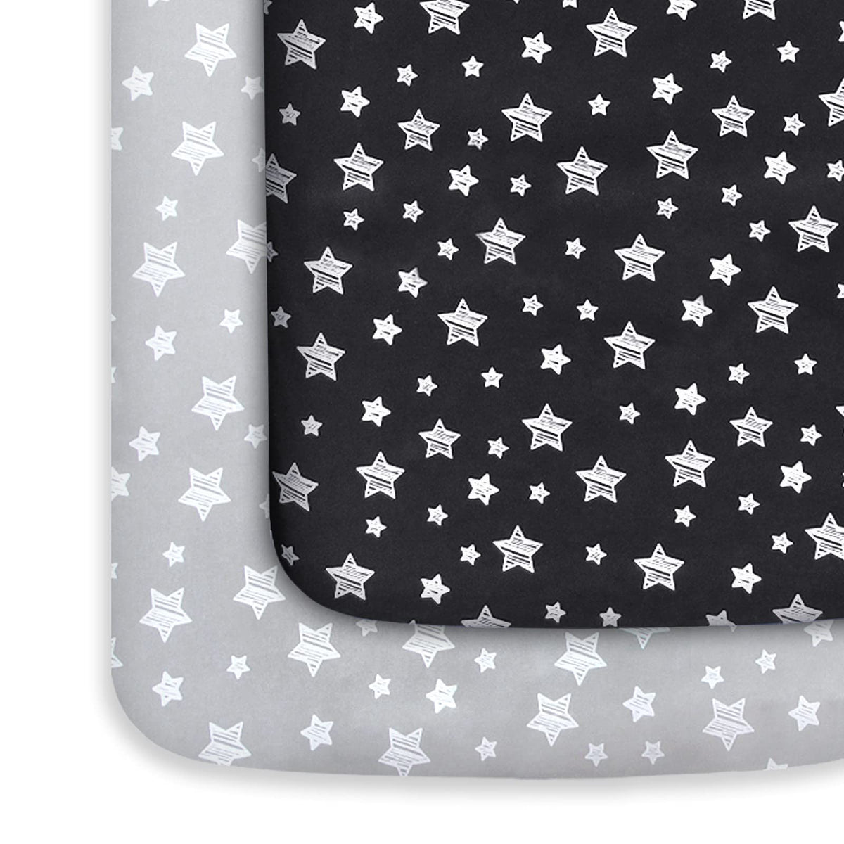 Pack and Play Sheets, 2 Pack Mini Crib Sheets, Stretchy Playard Fitted Sheet, Compatible with Graco Pack n Play, Soft and Breathable Material, Stars & Bunny