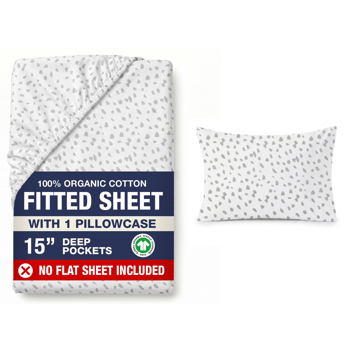 LANE LINEN 100% Organic Cotton Fitted Sheet Queen, 15" Deep Pocket Snug Fit Fully Elasticized Naturally Temperature Regulating Soft & Comfy Deep Pocket Queen - White (+Pillowcases)
