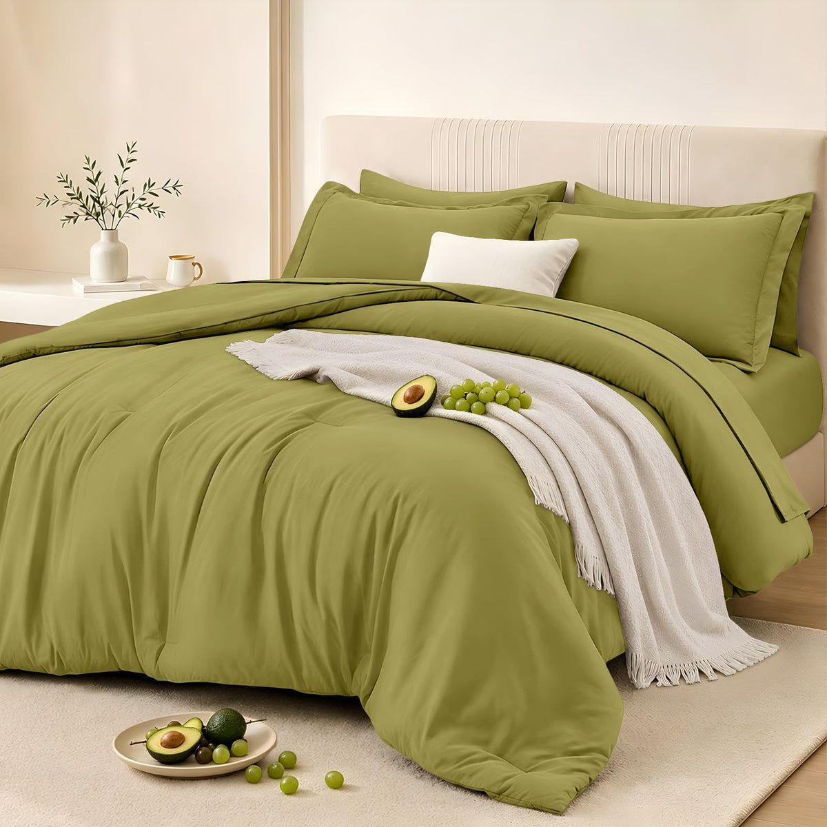FUANNA Brown Queen Comforter Set 7 Pieces, Bed in a Bag Soft Bedding Sets