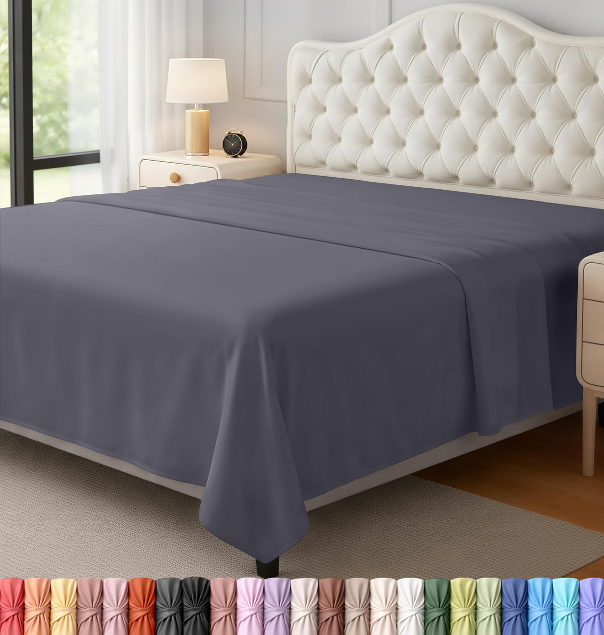 Queen Size Flat Sheet Only Pack of 6, Ultra Soft Hotel Sheets, White