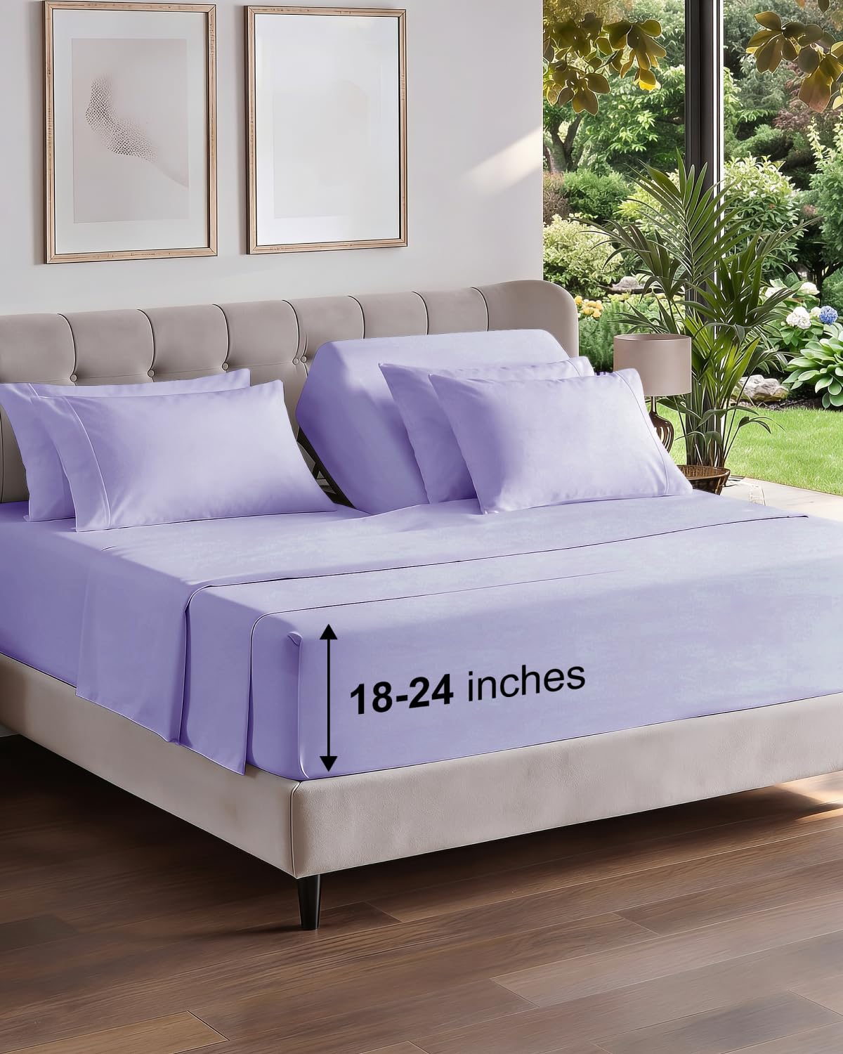 Extra Deep Queen Sheet Set - 6 Piece Breathable and Cooling Sheets - Grey