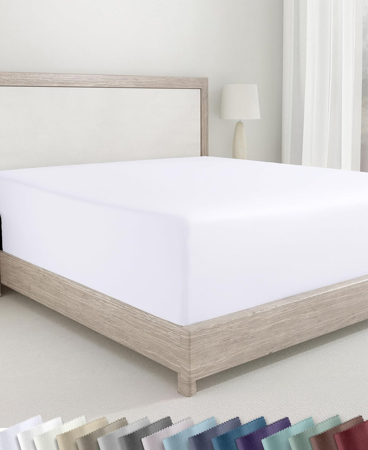 California Design Den Soft 100% Cotton Sateen Fitted Sheet Queen, White