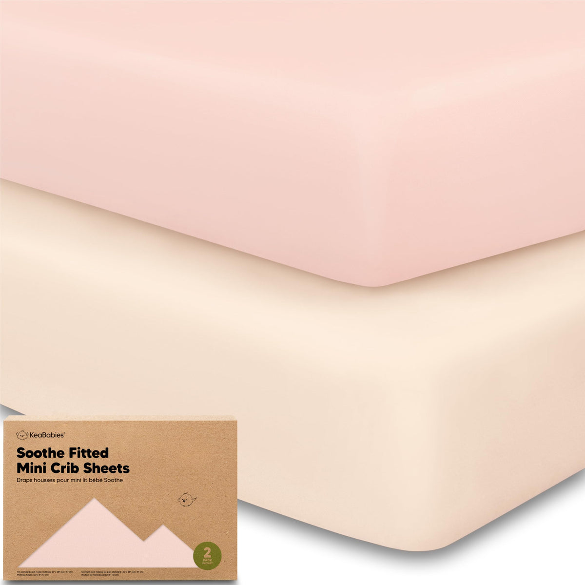 2-Pack Mini Crib Sheets Fitted, 38x26 Pack N Play Mattress Sheets (Elly)