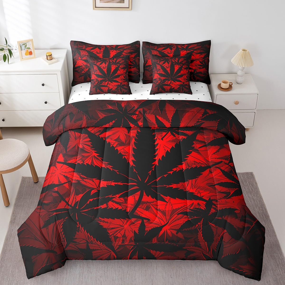 Erosebridal 7 Pcs Rustic Cow Comforter Set King Size,Western Texas Star Bed in a Bag with Flat Fitted Sheet for Cowboy Cowgirl,Cowhide Cow Print Bedding Set with Pillowcases and Cushion Cases