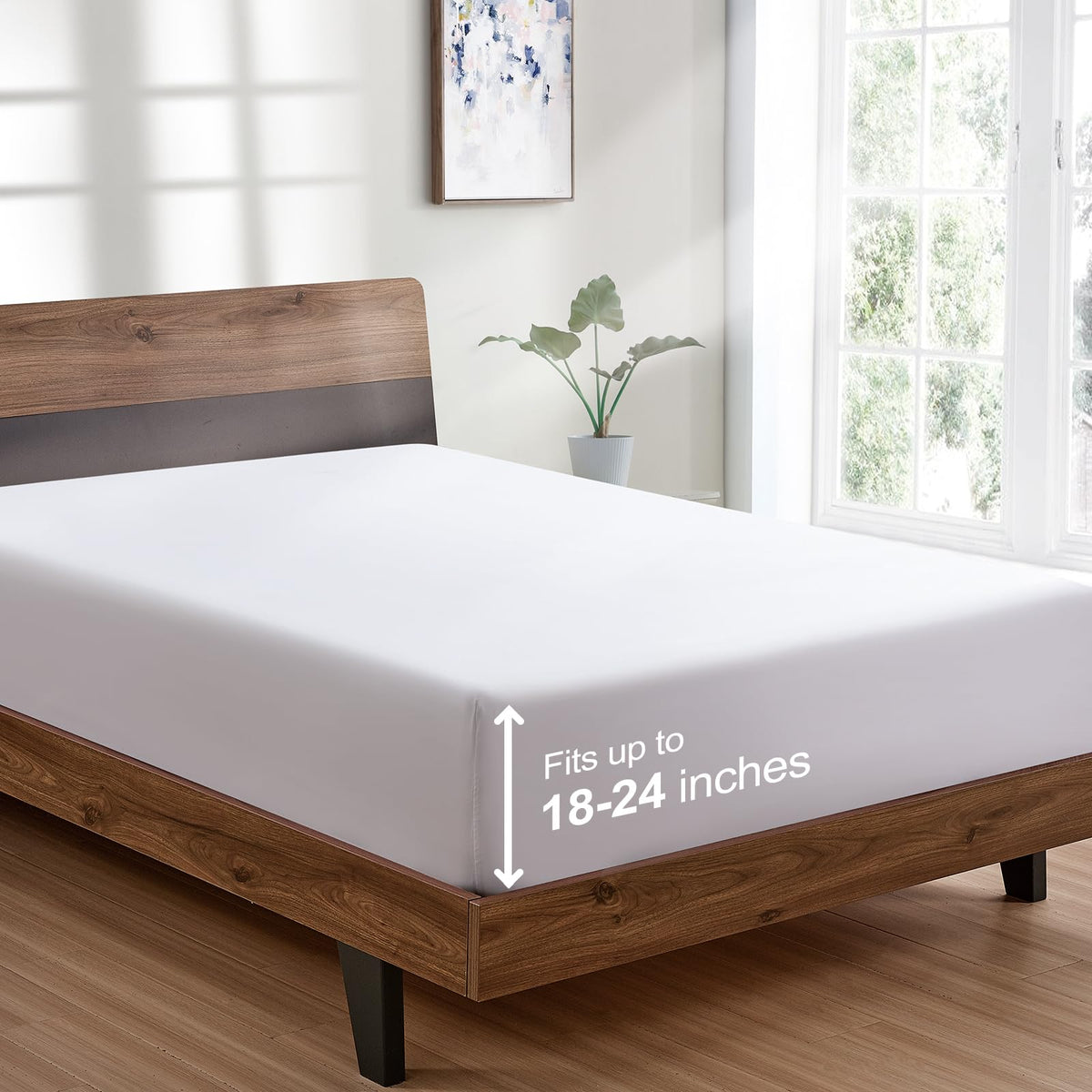 FreshCulture Twin Fitted Sheet - Hotel Quality - Ultra Soft & Breathable - Brushed Microfiber - Deep Pocket - Cooling Fitted Sheet for Twin Size Bed (White)