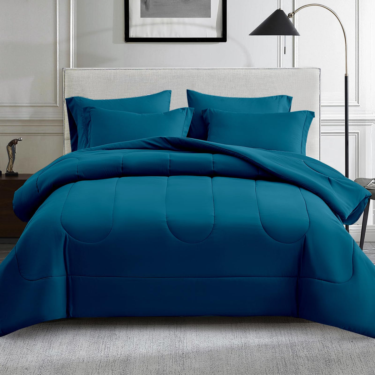 Maple&Stone Full Comforter Set 7 Pieces Bed in a Bag Teal Bed Set