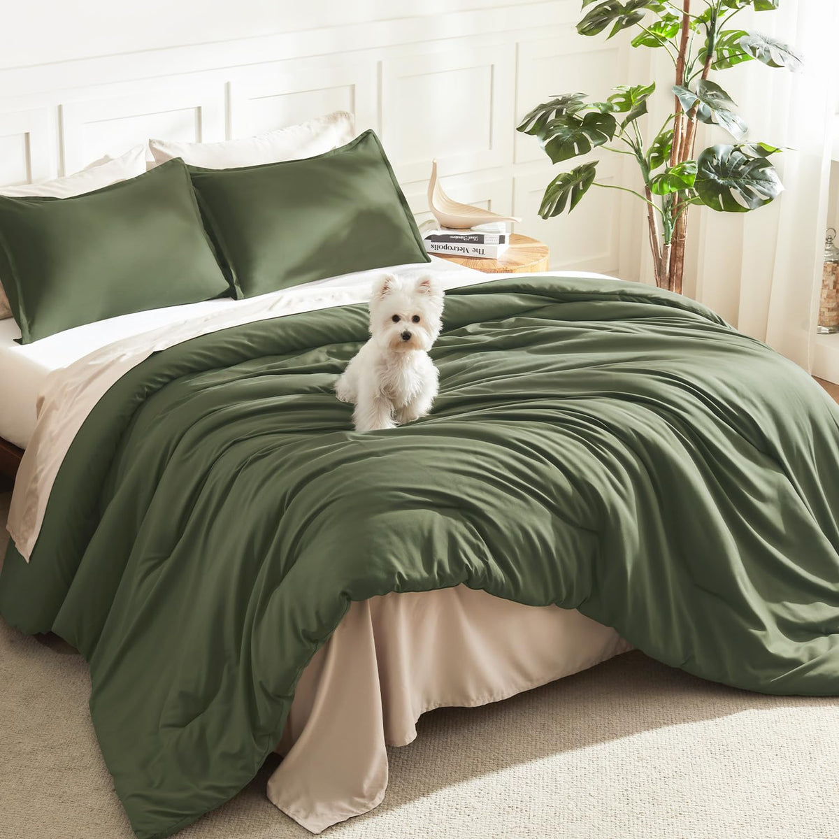 Litanika King Comforter Set Sage Green, 3 Pieces Lightweight Solid Bed Set