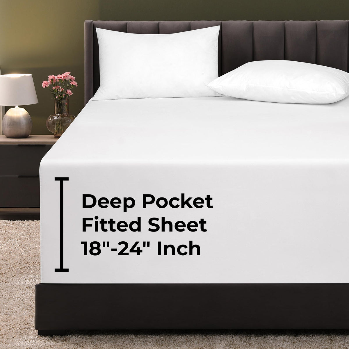 Royale Linens Fitted Sheet Queen - Ultra Soft 1800 Brushed Microfiber - Hotel Luxury Bottom Sheets - Wrinkle Free & Fade Resistant - Deep Pocket Fitted Sheet Only (Queen, White)