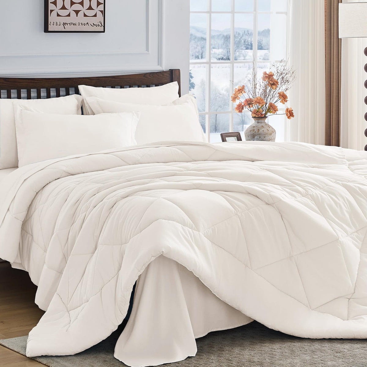 HEVUMYI 7-Piece King Comforter Set, Dark Grey Bed in a Bag