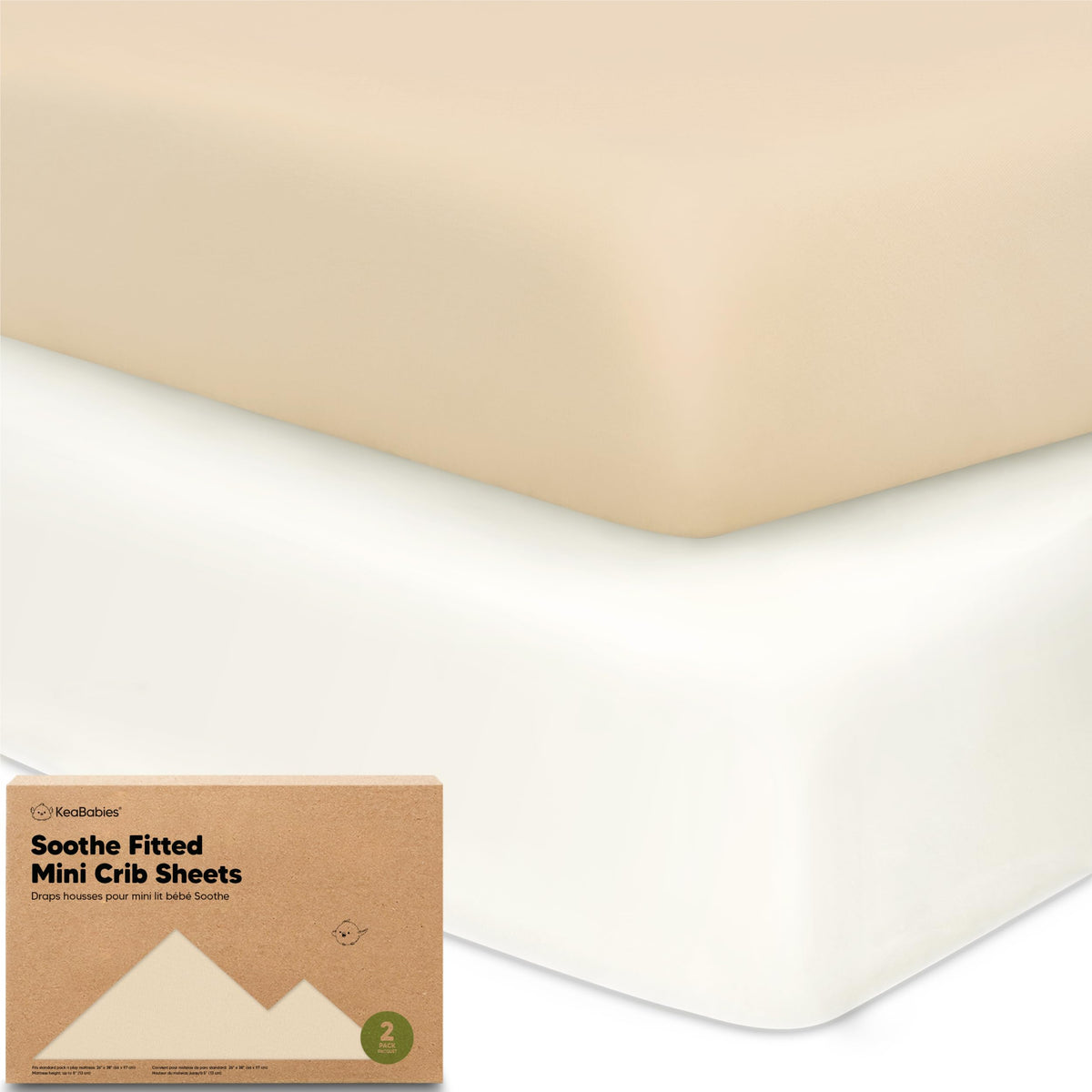 2-Pack Mini Crib Sheets Fitted, 38x26 Pack N Play Mattress Sheets (Elly)