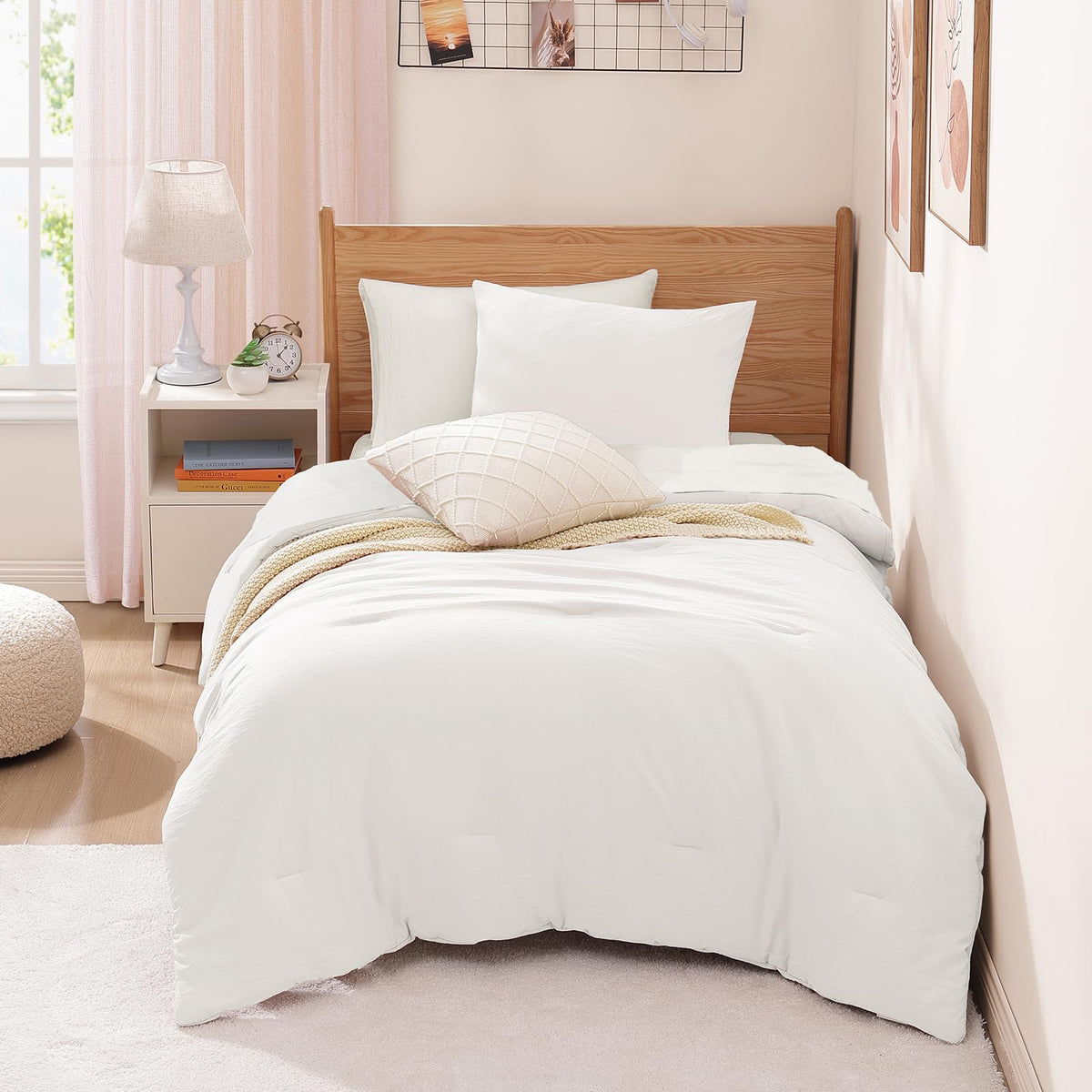 King Size Comforter Set- 7 Pieces Prewashed Bed in a Bag King Bedding Sets