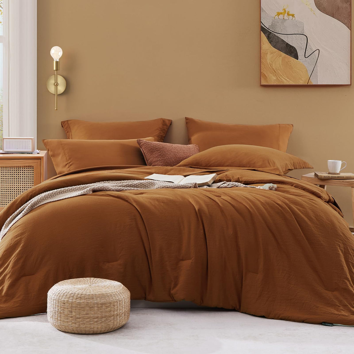King Size Comforter Set- 7 Pieces Prewashed Bed in a Bag King Bedding Sets
