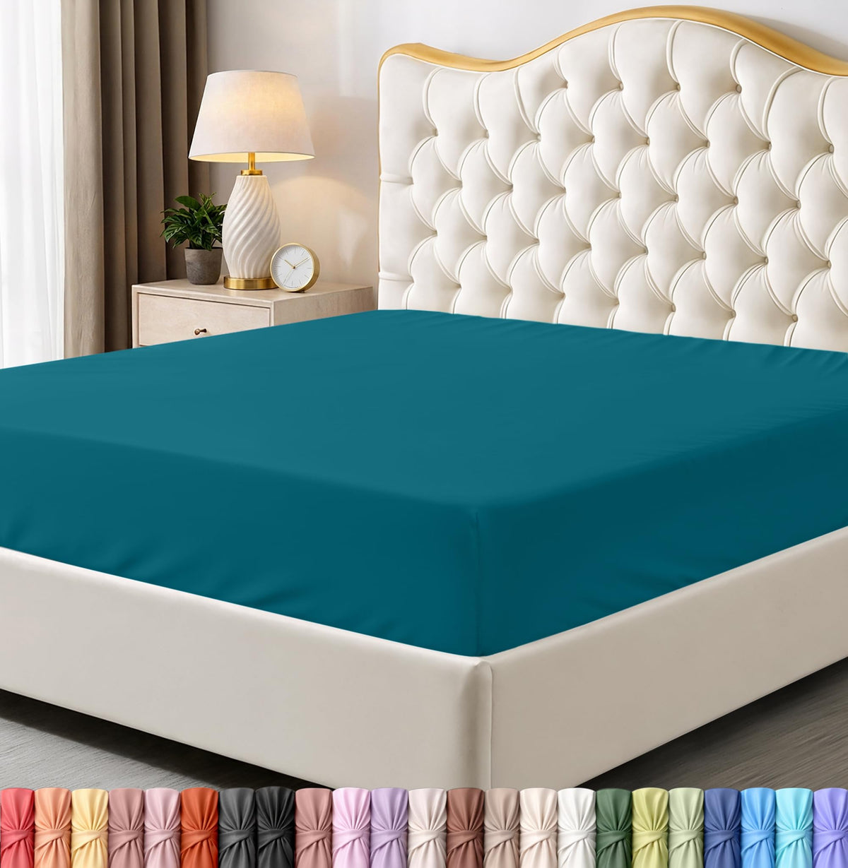 Queen Fitted Sheet, Ultra Soft Fits Up to 15 Inch Deep Pocket, White