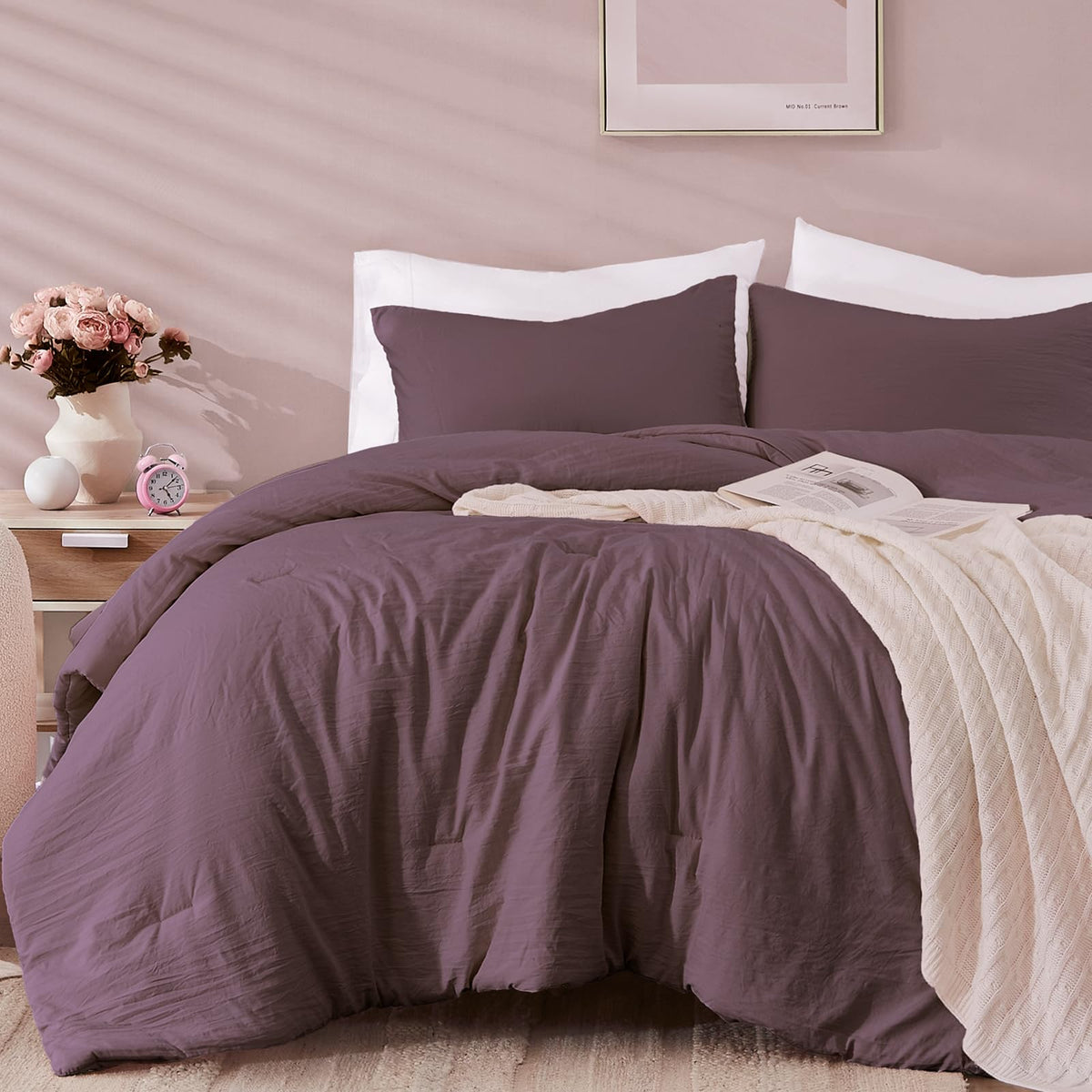 WRENSONGE Queen Comforter Set-3 Pieces Soft Comforters Queen Size Bedding