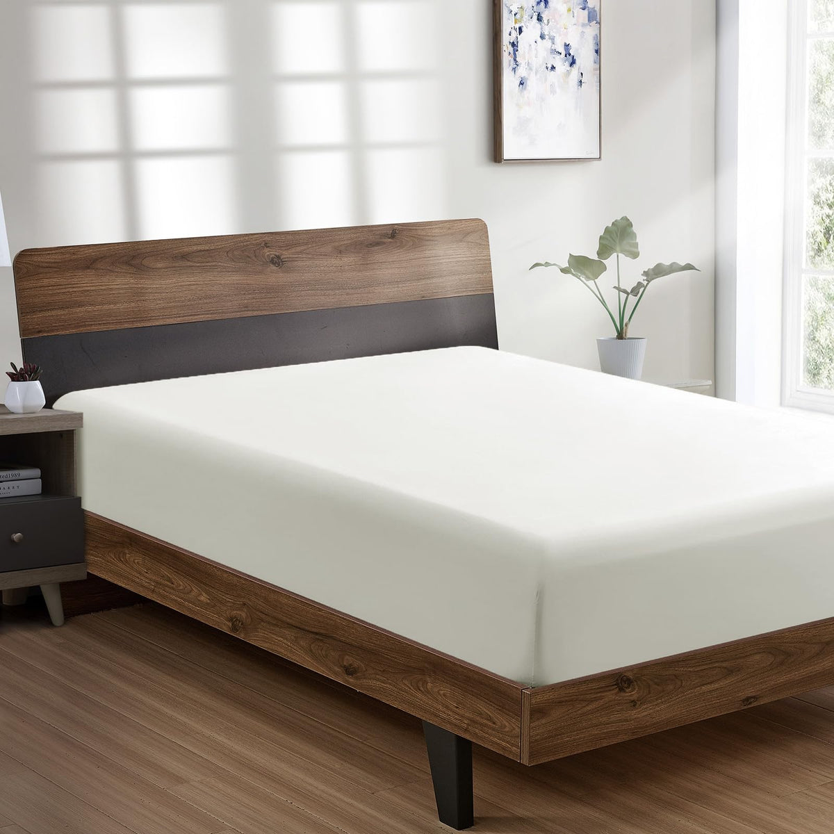 FreshCulture Twin Fitted Sheet - Hotel Quality - Ultra Soft & Breathable - Brushed Microfiber - Deep Pocket - Cooling Fitted Sheet for Twin Size Bed (White)