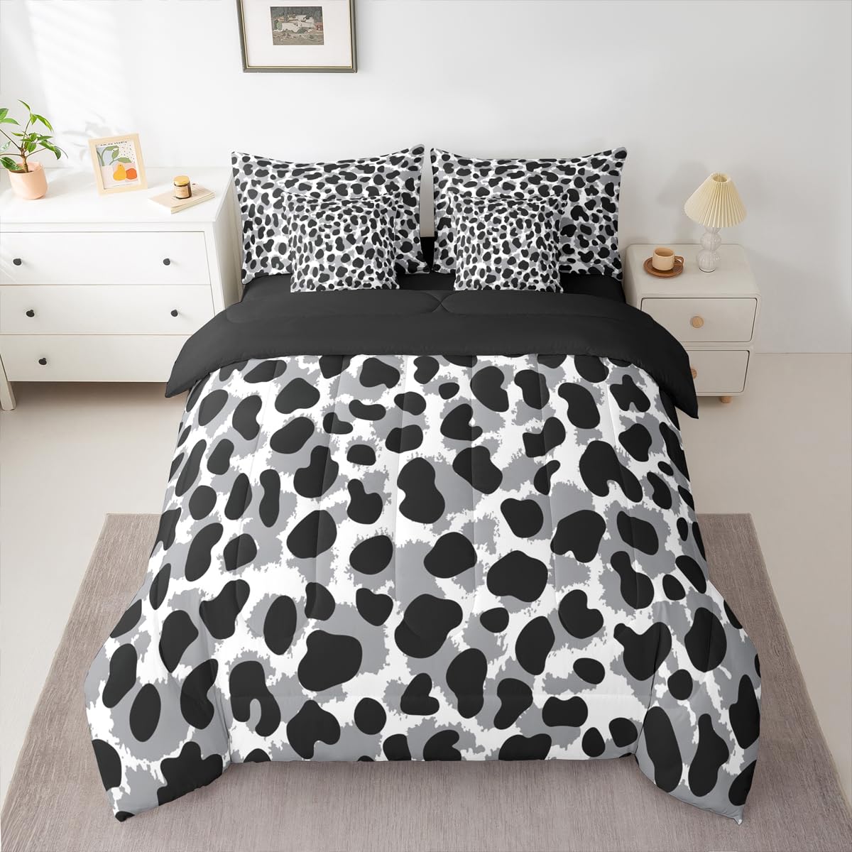 jejeloiu Leopard Print Comforter Set with Sheets 7 Piece Queen Size Cheetah Print Bedding Set for Kids Boys Girls Beige Bed in a Bag Modern Art Room Decor Soft Lightweight Microfiber