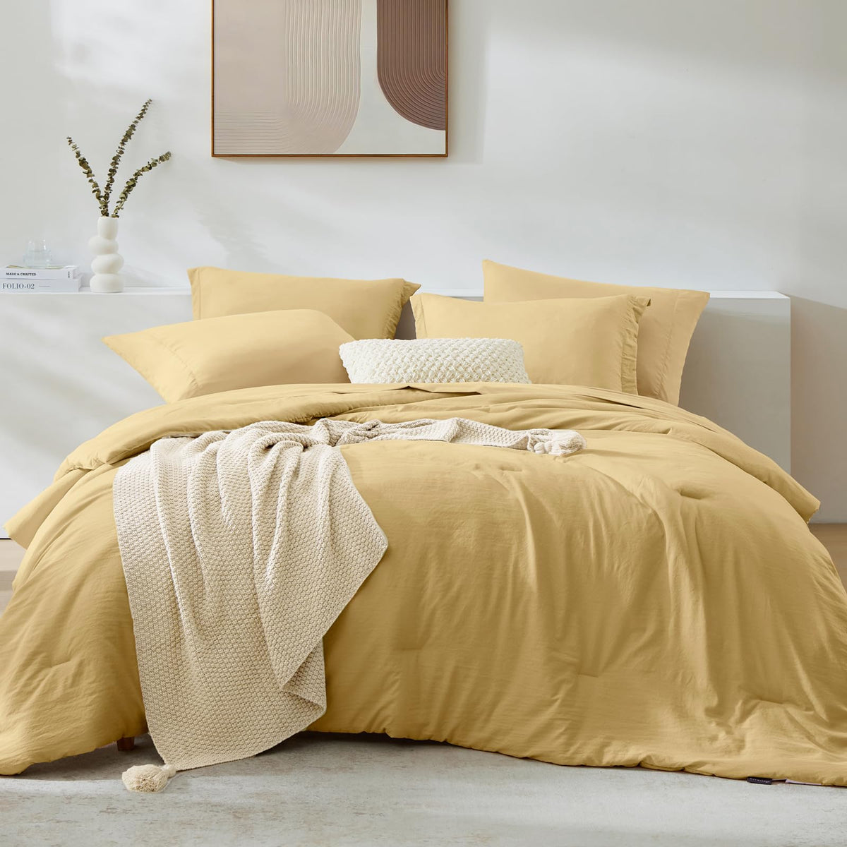 King Size Comforter Set- 7 Pieces Prewashed Bed in a Bag King Bedding Sets