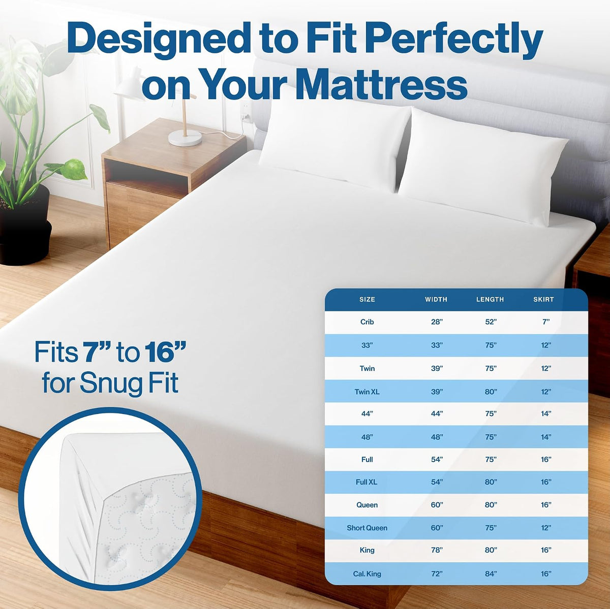 Superity Luxurious Hotel Quality Full XL Fitted Sheet 100% Cotton Ultra Soft, Skin-Friendly & Hypoallergenic Deep Pocket Fits 16 Mattress Easy Care & Snug Fit (Full XL Size -54 x 80)