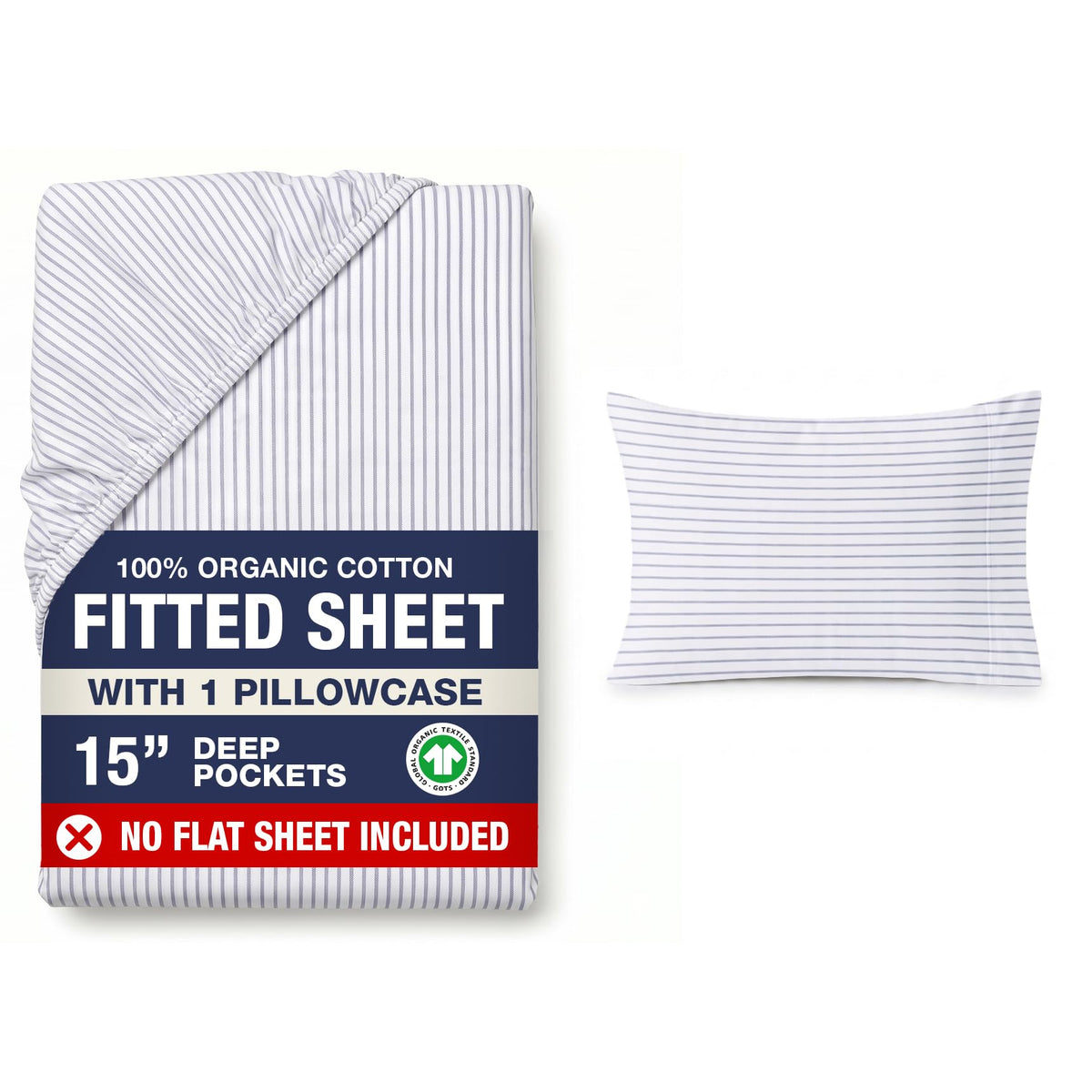 LANE LINEN 100% Organic Cotton Fitted Sheet Queen, 15" Deep Pocket Snug Fit Fully Elasticized Naturally Temperature Regulating Soft & Comfy Deep Pocket Queen - White (+Pillowcases)