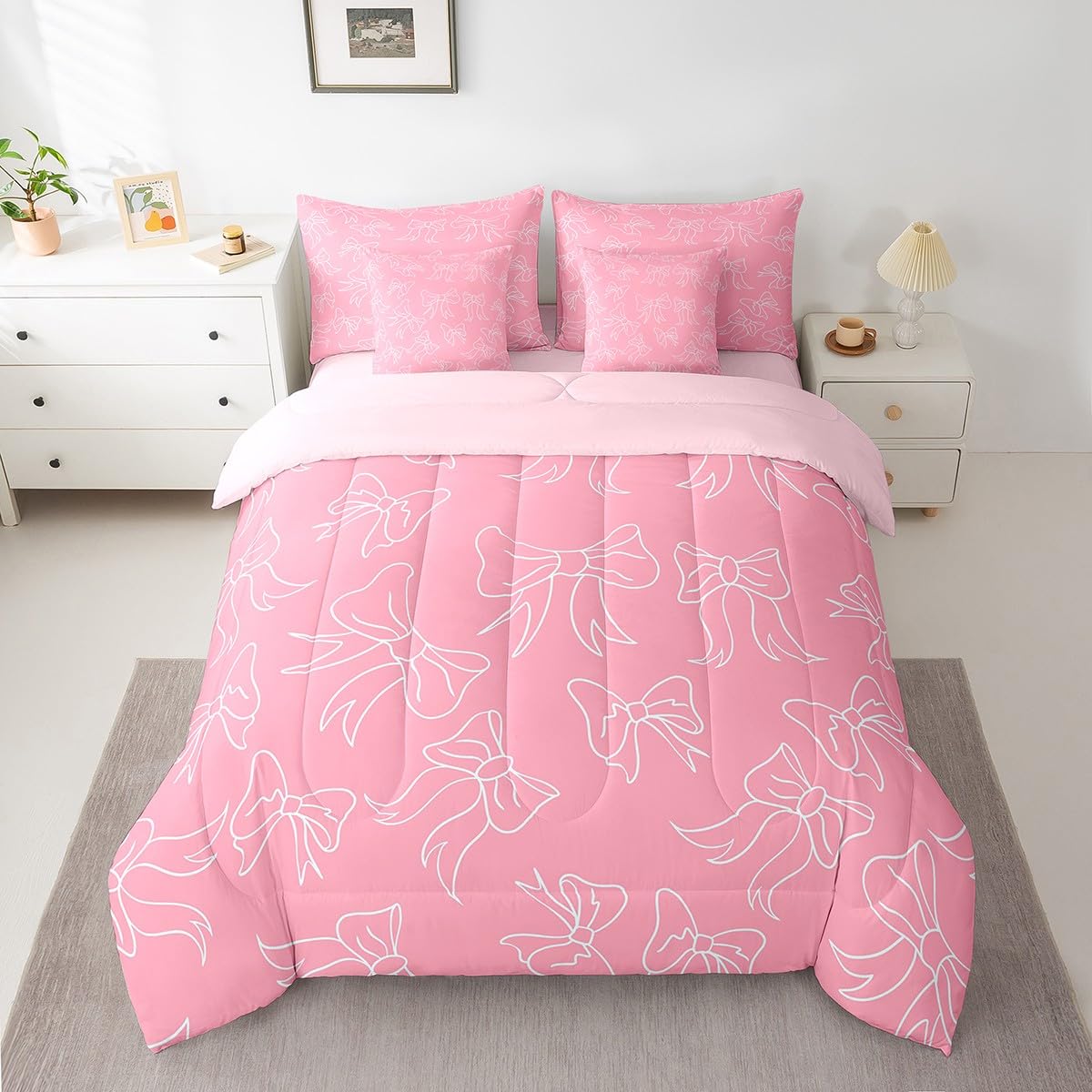 Feelyou Cute Leopard Bedding Set for All Season Cheetah 7 Pieces Comforter Sets Full Size Teens Room Decor Pink Animal Print Bed in a Bag with Comforter, Sheets, Pillowcases & Cushion Cover