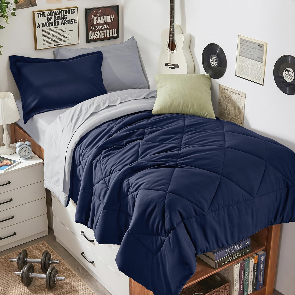 HEVUMYI 7-Piece King Comforter Set, Dark Grey Bed in a Bag