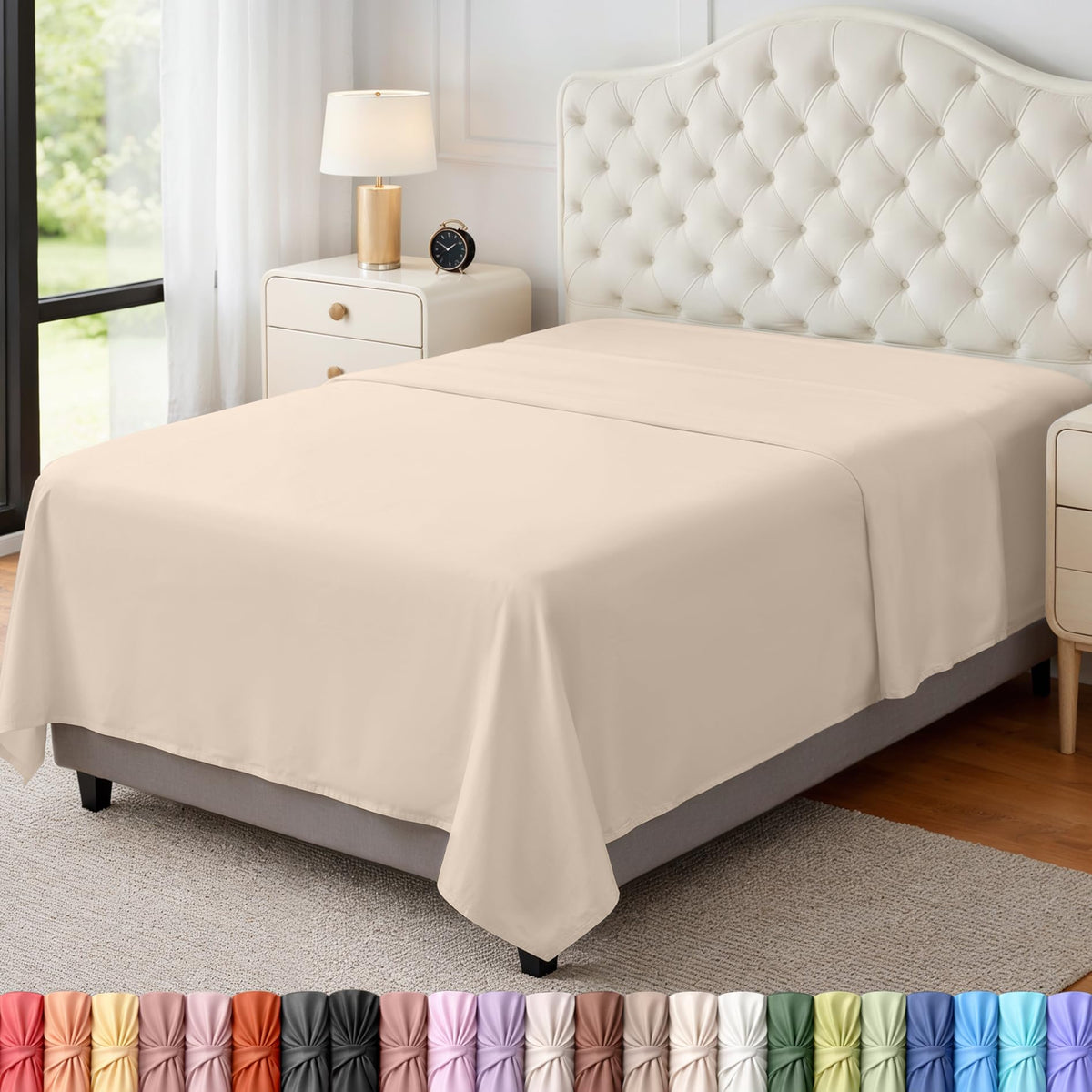 Queen Size Flat Sheet Only Pack of 6, Ultra Soft Hotel Sheets, White