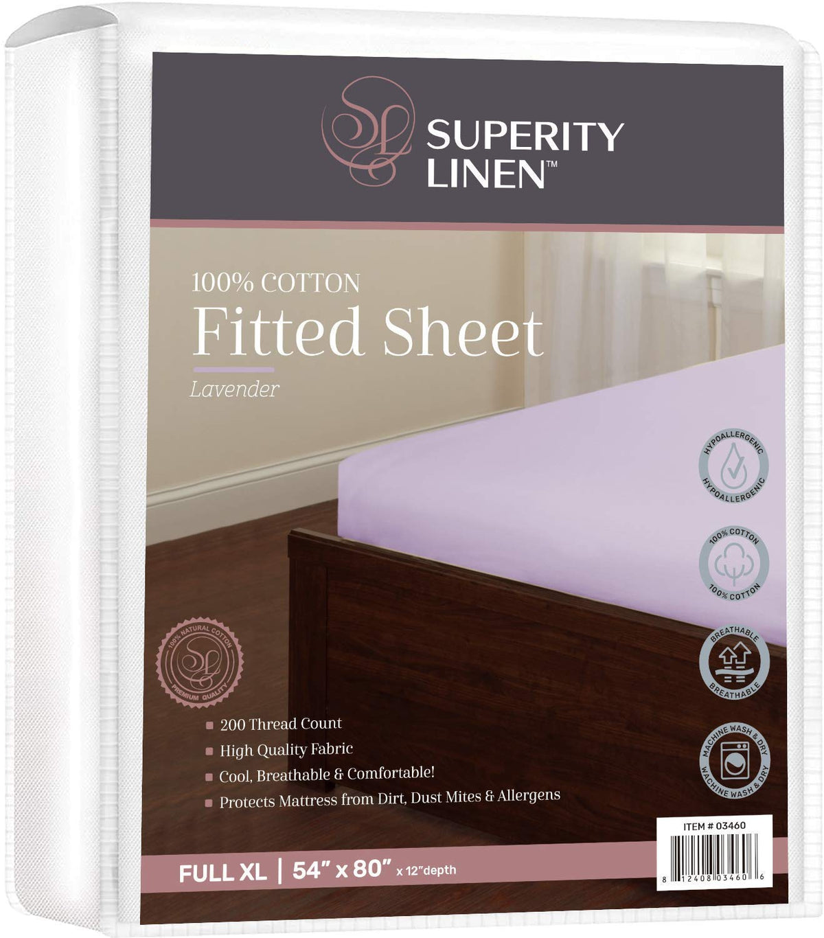 Superity Luxurious Hotel Quality Full XL Fitted Sheet 100% Cotton Ultra Soft, Skin-Friendly & Hypoallergenic Deep Pocket Fits 16 Mattress Easy Care & Snug Fit (Full XL Size -54 x 80)