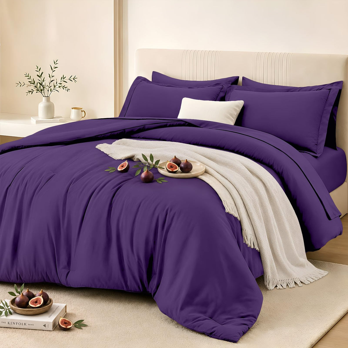 FUANNA Brown Queen Comforter Set 7 Pieces, Bed in a Bag Soft Bedding Sets