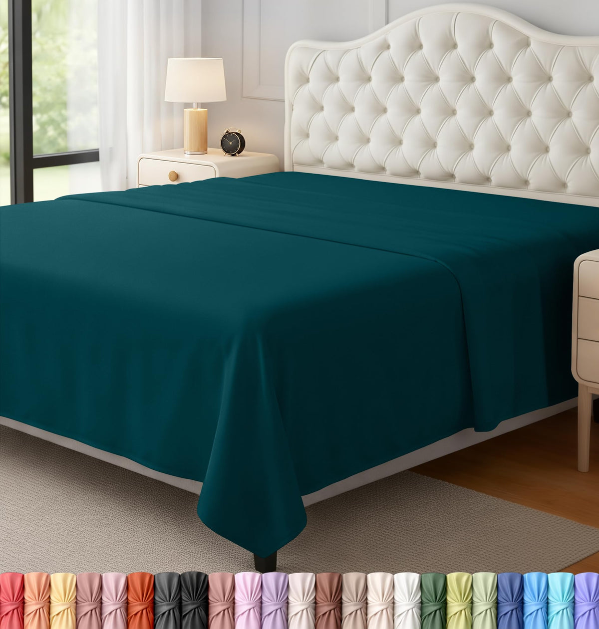 Queen Size Flat Sheet Only Pack of 6, Ultra Soft Hotel Sheets, White