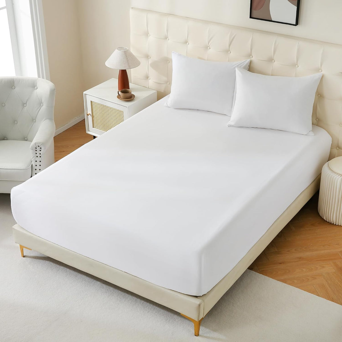 CULVE White Twin Fitted Sheet 6 Pack Bulk, Deep Pocket Microfiber, 39x75