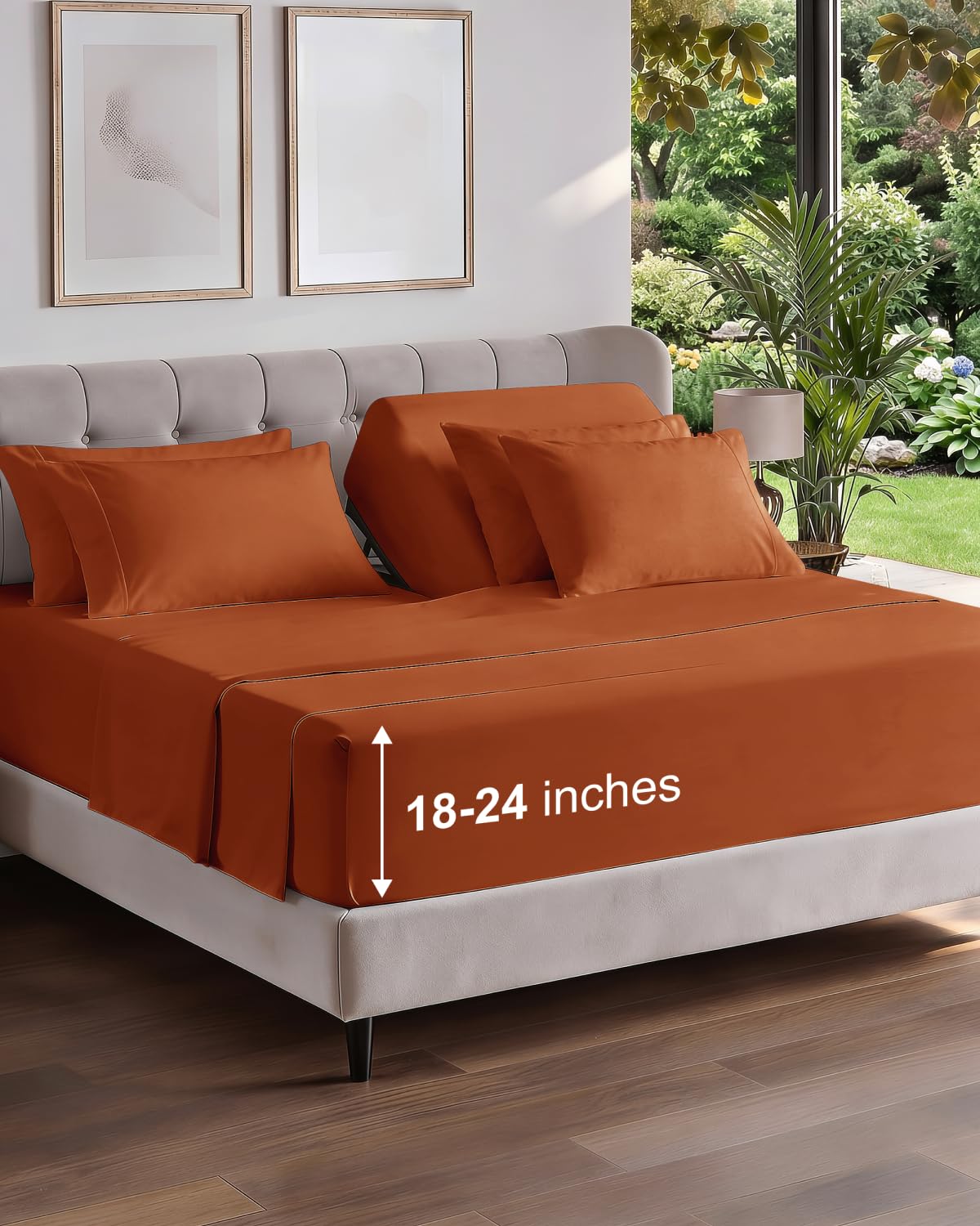 Extra Deep Queen Sheet Set - 6 Piece Breathable and Cooling Sheets - Grey