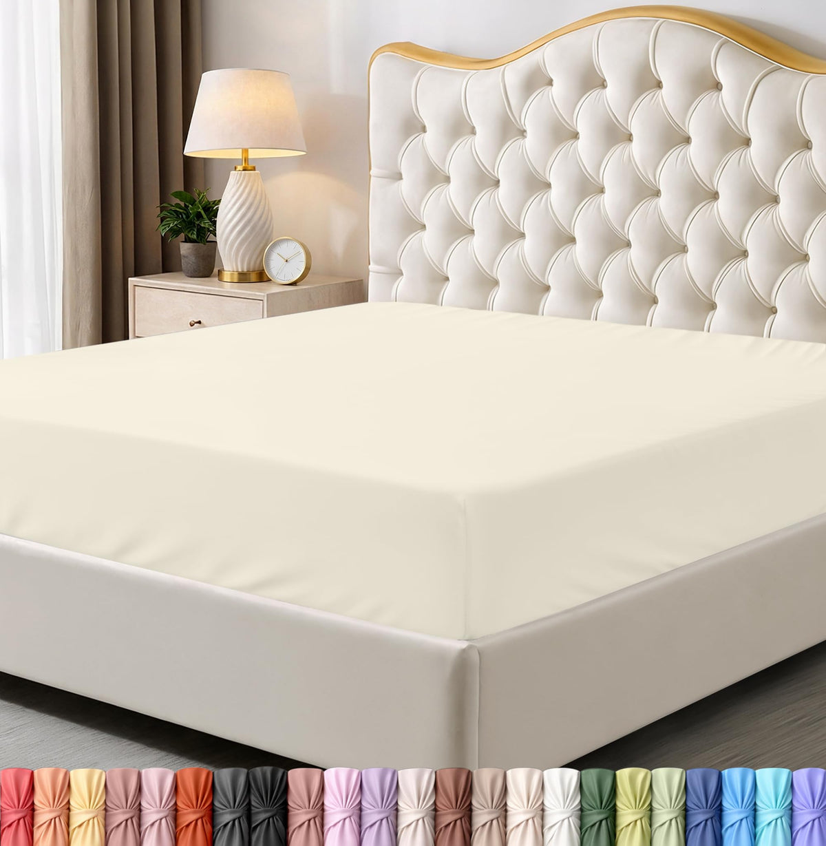 Queen Fitted Sheet, Ultra Soft Fits Up to 15 Inch Deep Pocket, White