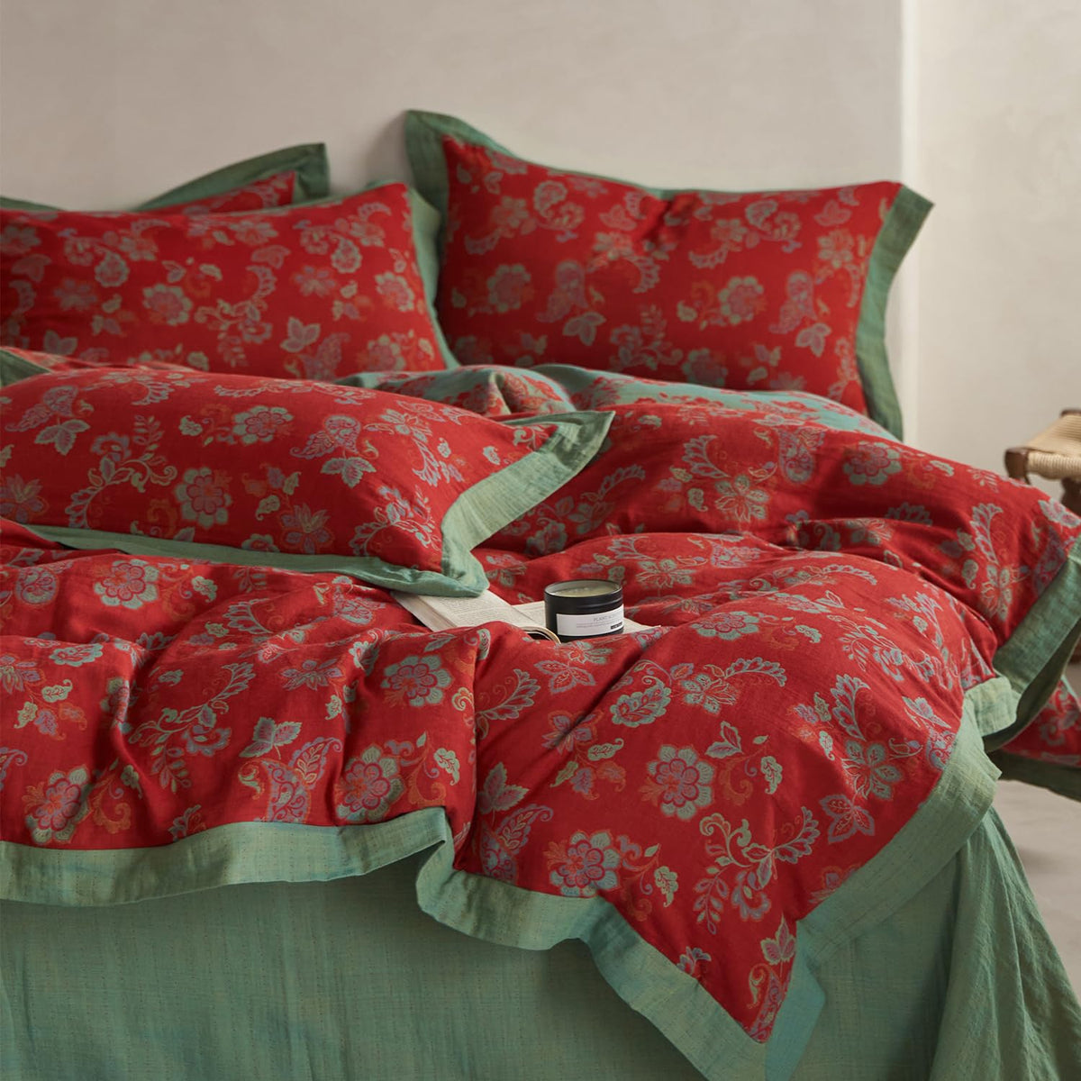 mixinni Duvet Cover Set King Size Bird Flower Pattern Soft Long Staple Cotton Floral Bedding Comforter Cover Set with Zipper Ties for Women and Men, Ultra Soft, Breathable, Easy Care-King Size