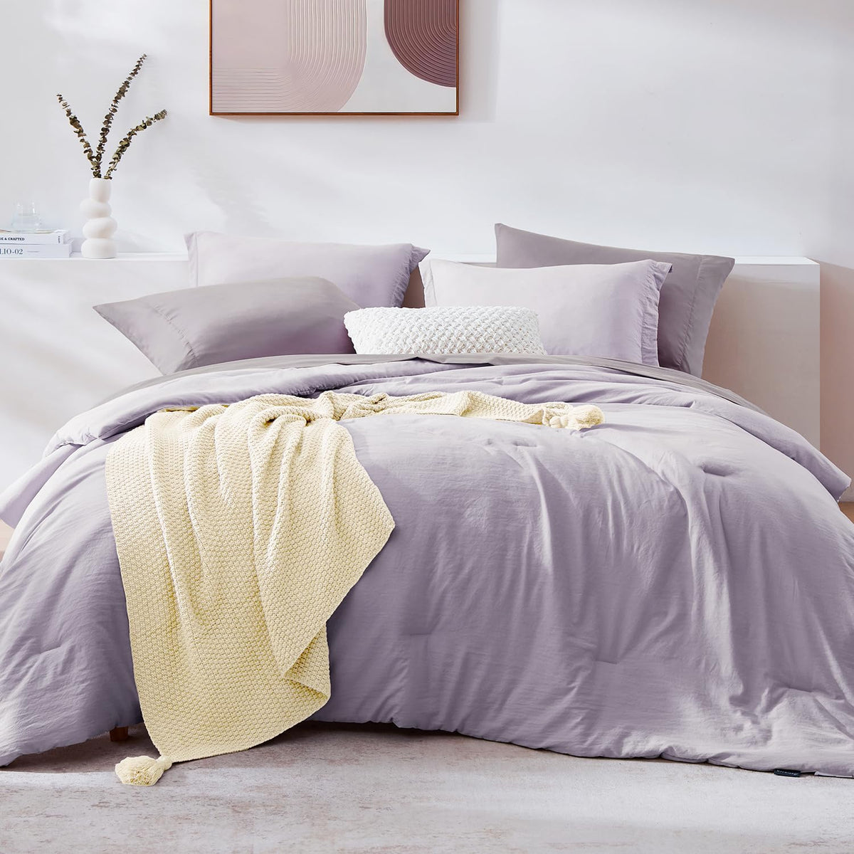King Size Comforter Set- 7 Pieces Prewashed Bed in a Bag King Bedding Sets