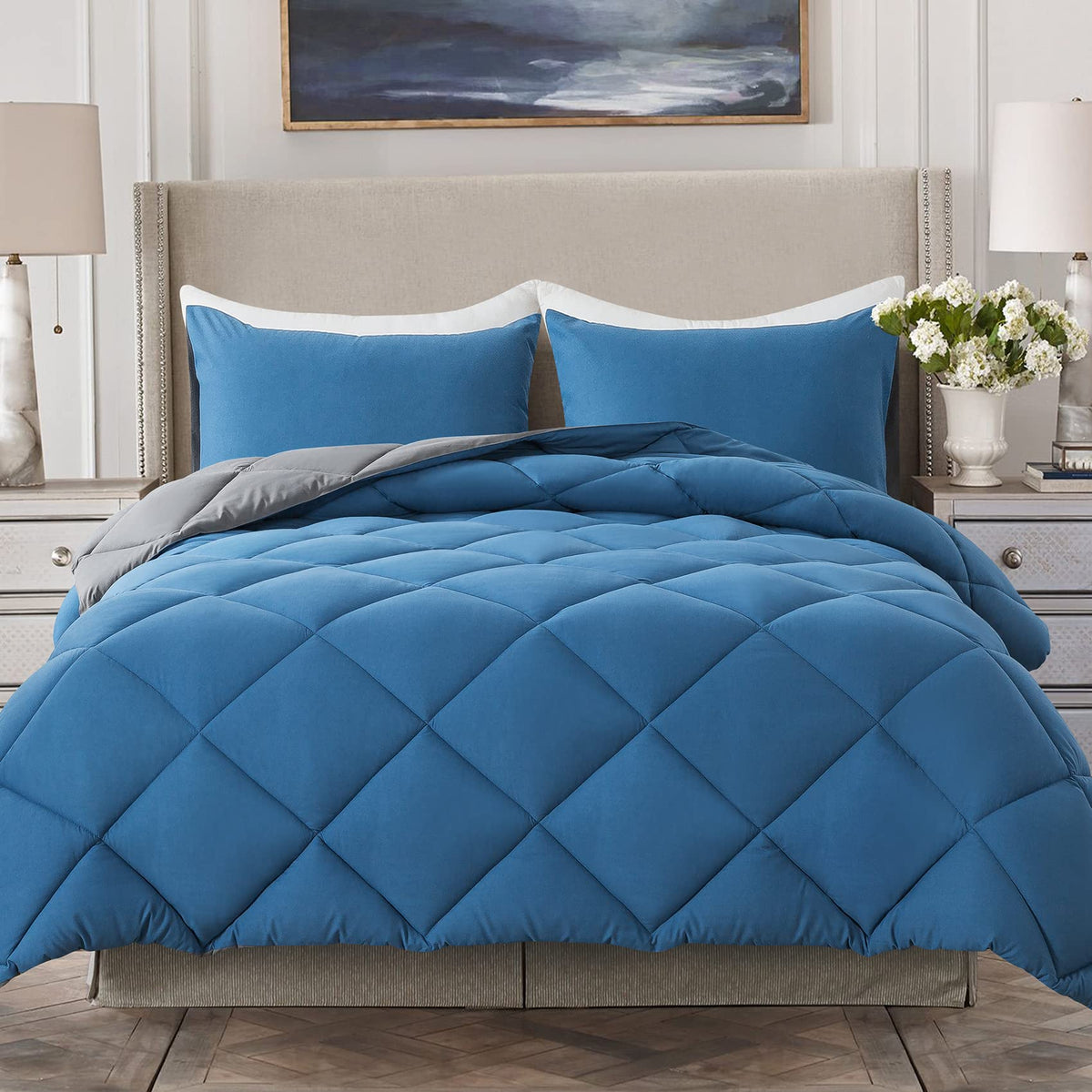 Decroom Lightweight 3 Pieces Comforter Set Queen Quilted Duvet Insert