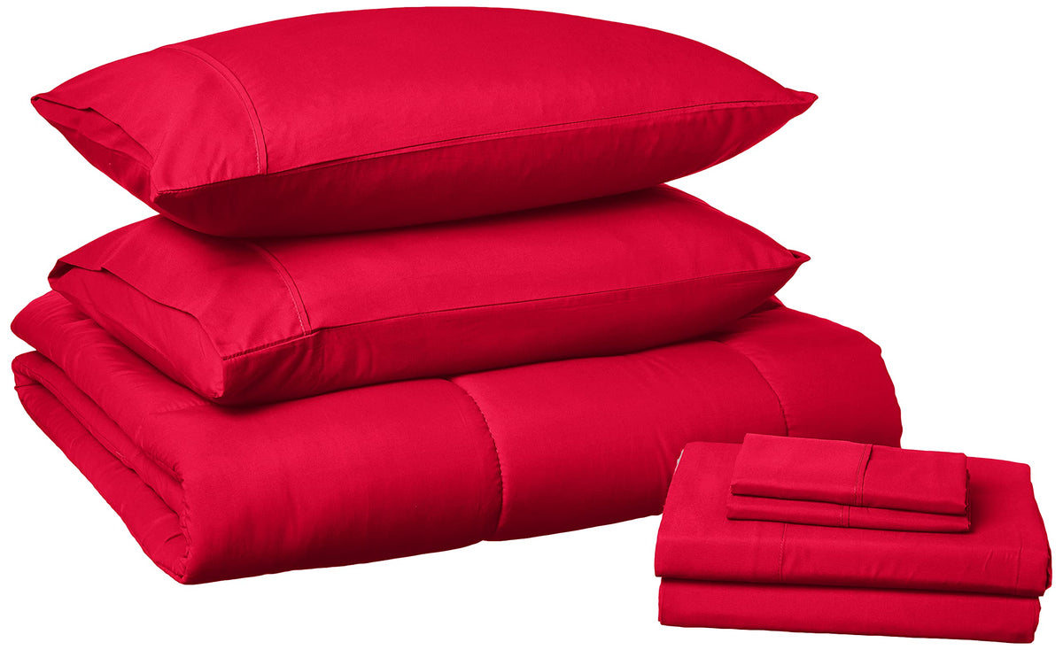 Sweet Home Collection 5 Piece Comforter Set Bag Solid Color All Season Soft Down Alternative Blanket & Luxurious Microfiber Bed Sheets, Navy, Twin