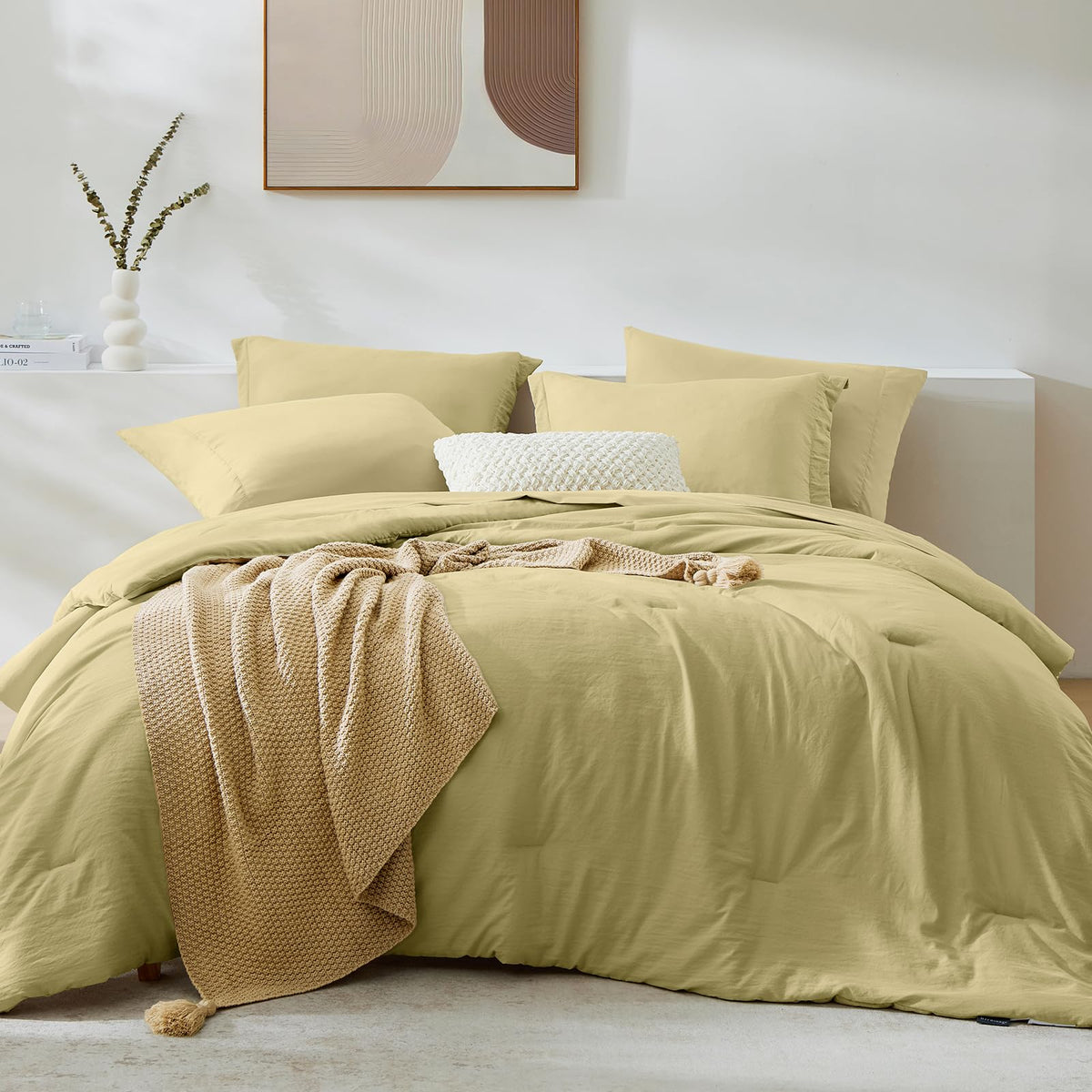 King Size Comforter Set- 7 Pieces Prewashed Bed in a Bag King Bedding Sets