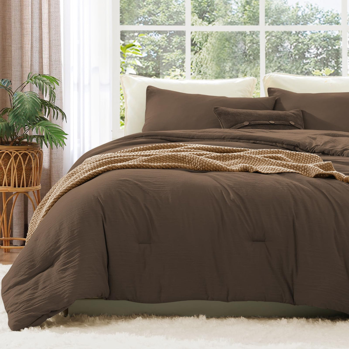 WRENSONGE Queen Comforter Set-3 Pieces Soft Comforters Queen Size Bedding