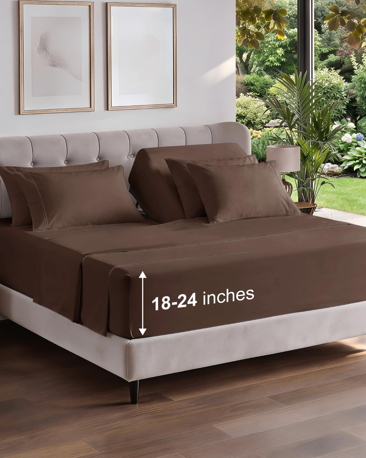 Extra Deep Queen Sheet Set - 6 Piece Breathable and Cooling Sheets - Grey
