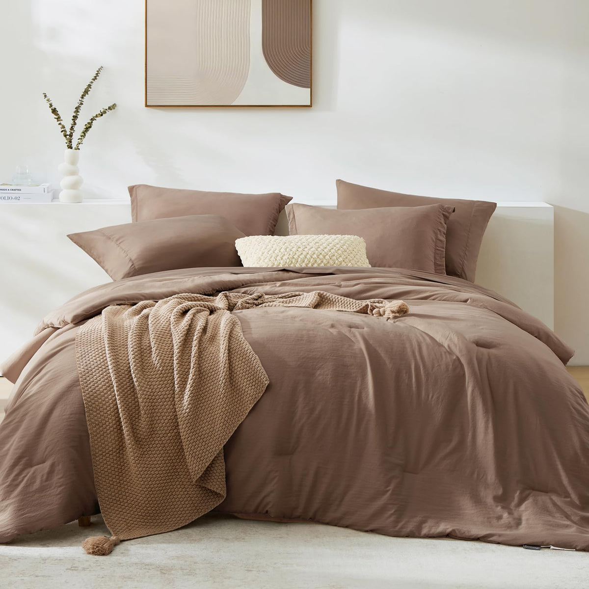King Size Comforter Set- 7 Pieces Prewashed Bed in a Bag King Bedding Sets