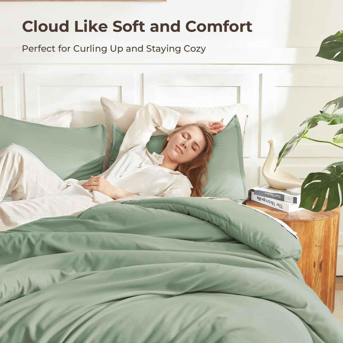 Litanika King Comforter Set Sage Green, 3 Pieces Lightweight Solid Bed Set