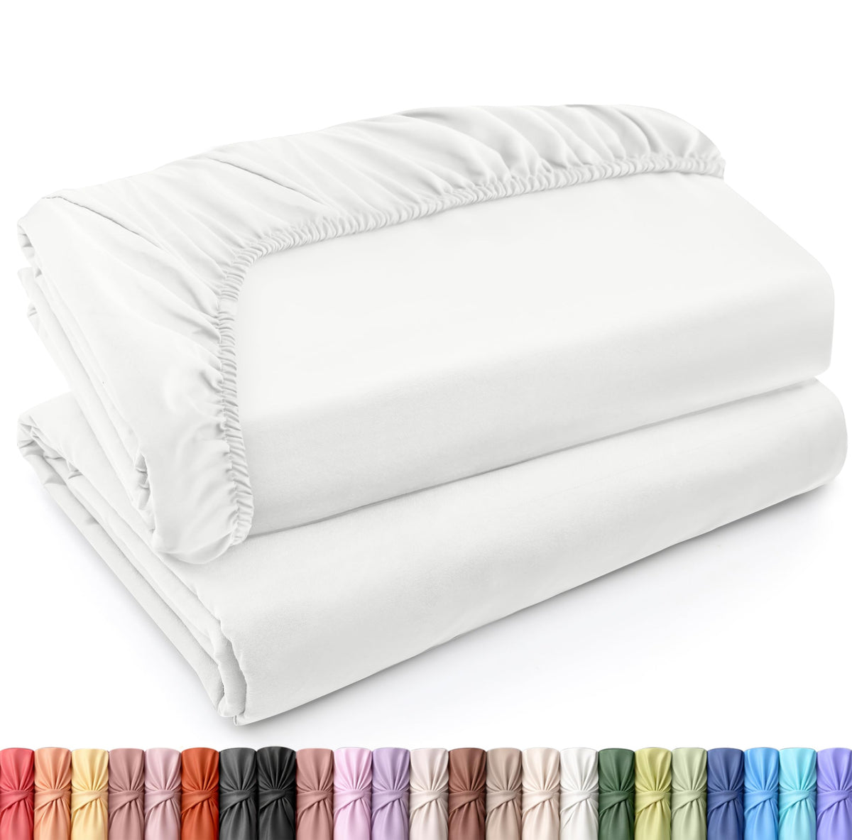 Queen Fitted Sheet, Ultra Soft Fits Up to 15 Inch Deep Pocket, White