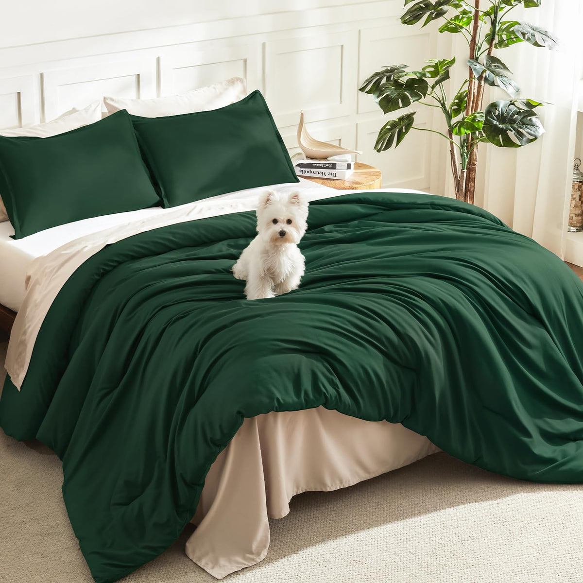 Litanika King Comforter Set Sage Green, 3 Pieces Lightweight Solid Bed Set
